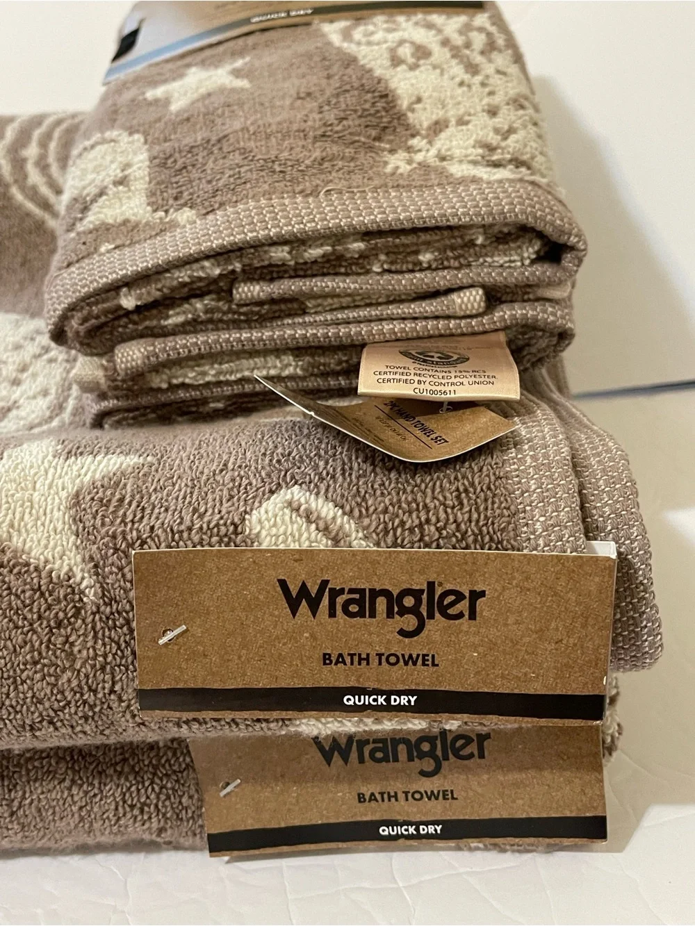 Wrangler Western Cowboy Boot/Horseshoe 2 Bath Towels & Hand Towels - NWT **